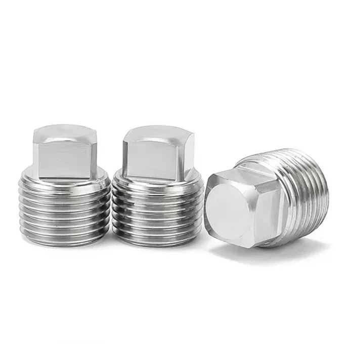 METAL Y&uuml;ksek Kalite 304 Paslanmaz &Ccedil;elik Boru Montajı Katı Kare Baş Plug 1/2/3/4/6 Noktalar NPT1/2 6