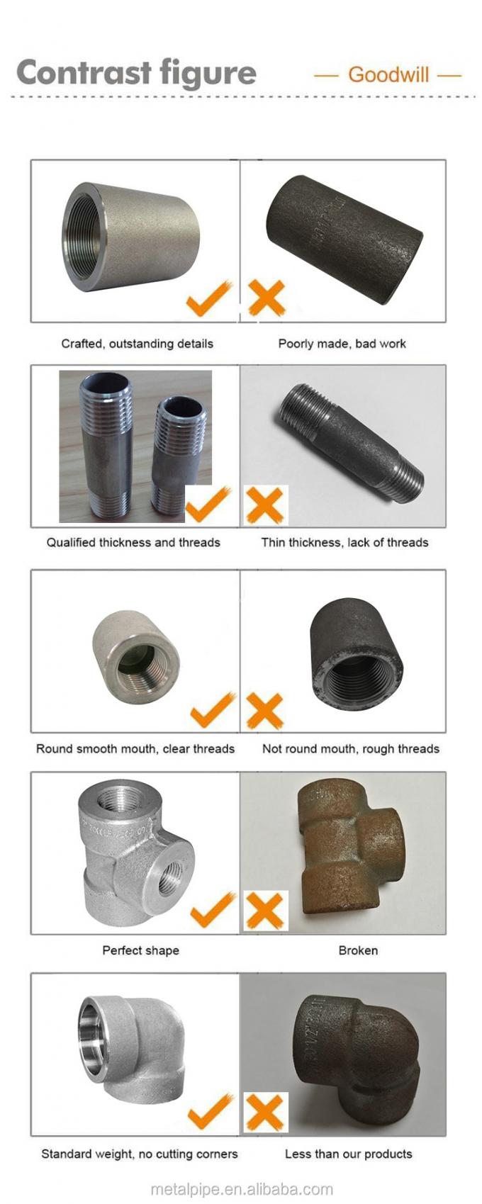 Metal Paslanmaz Çelik SS316 Kalınlaştırılmış Direniş Boru Fittings Filmiş NPT 3000LB NPS 1/2 "-4" SCH160 ASME B16.11Küpleme 4