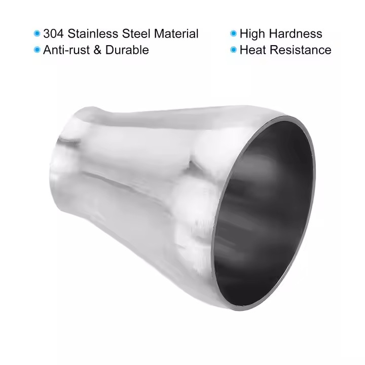 Stainless Steel Concentric Reducer - 304 Material - Silver Color - Pipeline Flow Regulator