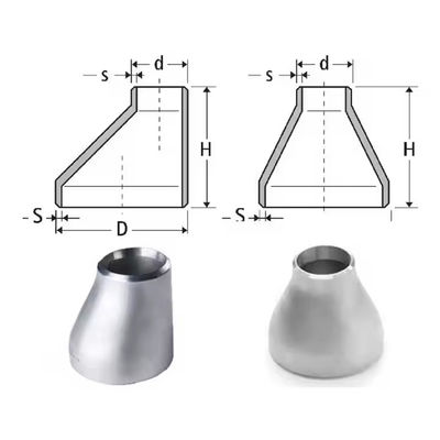 304 Stainless Steel Eccentric Reducer Polished Silver Pipe Size Conversion